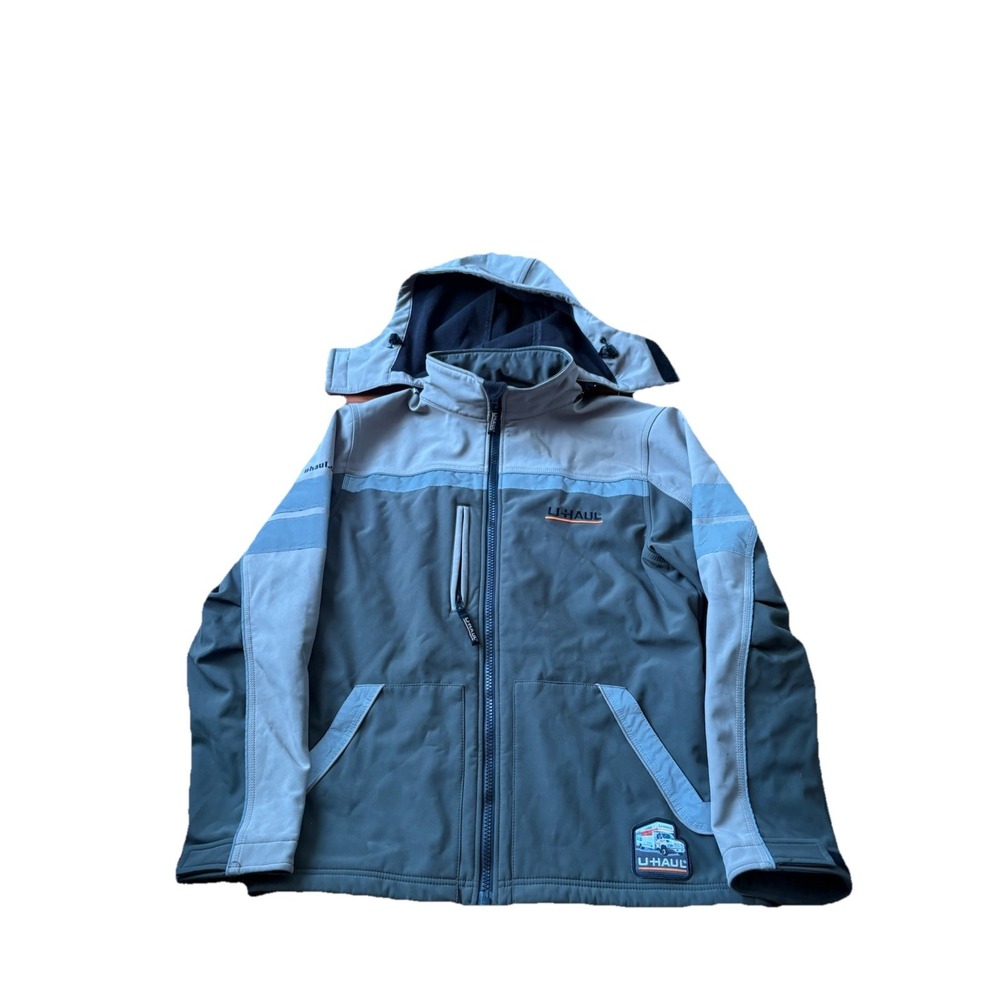 U-Haul Employee Uniform Jacket Softshell Reflective Work Coat L Hooded